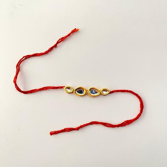 Oval Shaped and Teardrop Kundan Rakhi