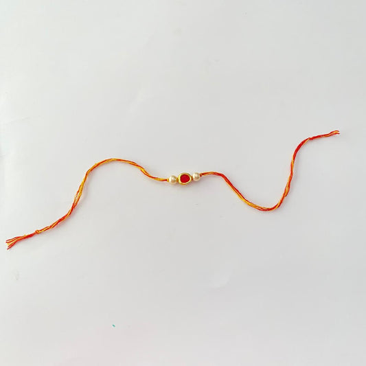 Ruby Kundan with Pearl Rakhi