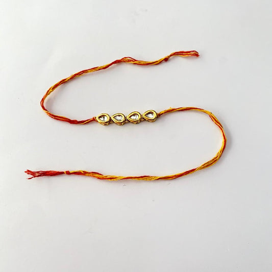 Teardrop Gold Plated Kundan Rakhi