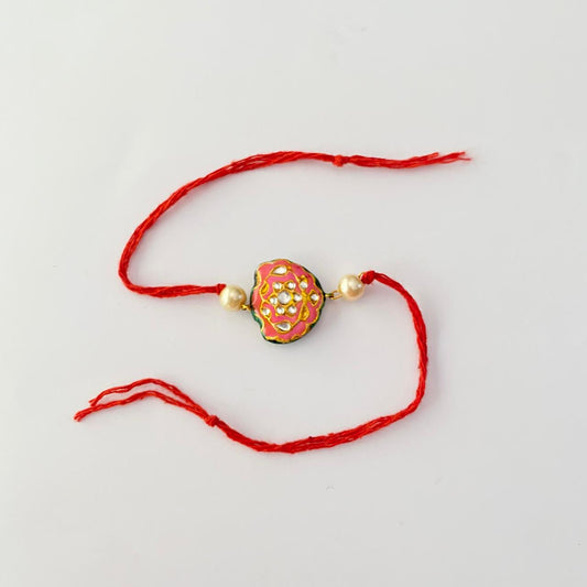 Floral Kundan with Pearl Rakhi