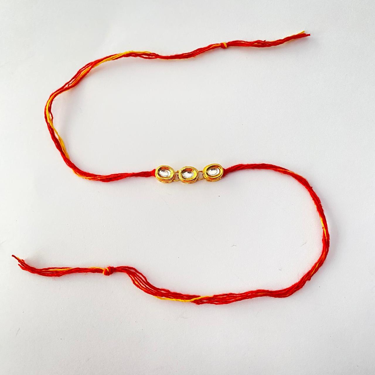 Oval Shape Kundan Gold Plated Rakhi