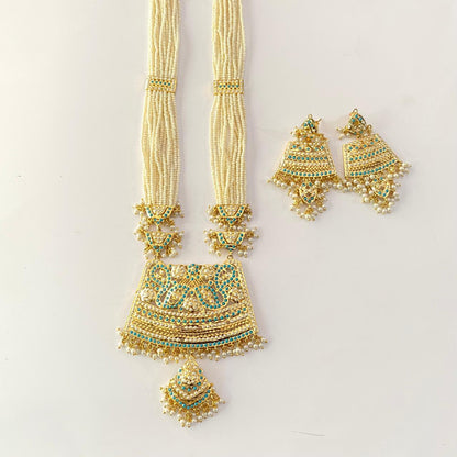 Long White Beads firoza  Jadau Rani Haar