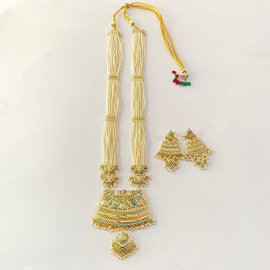 Long White Beads firoza  Jadau Rani Haar