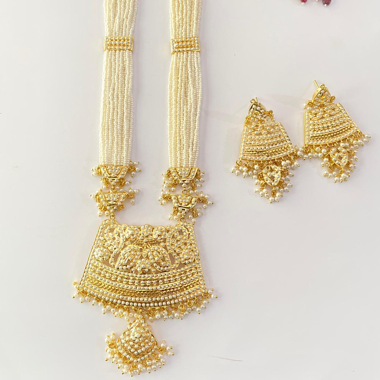 Long White Beads white Jadau Rani Haar