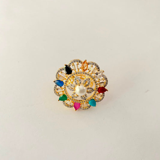 Multi Pearl Gold Plated Ring