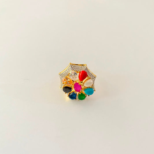 Navratan Gold Plated Ring