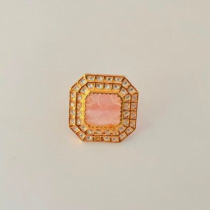 Kundan Rose Quartz Ring
