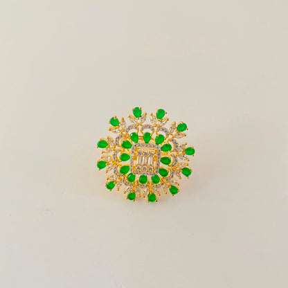 Green Diamond Gold Plated Ring