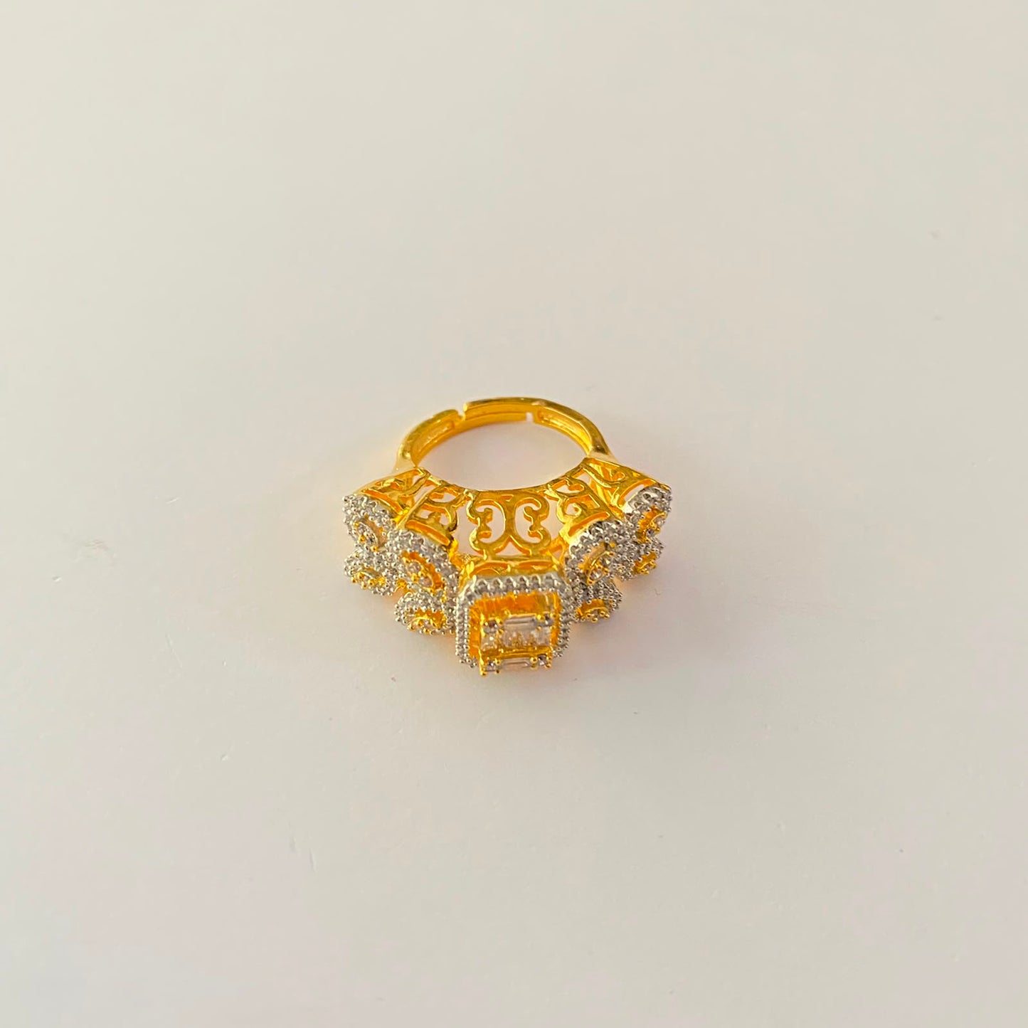 Cocktail Diamond Gold Plated Ring
