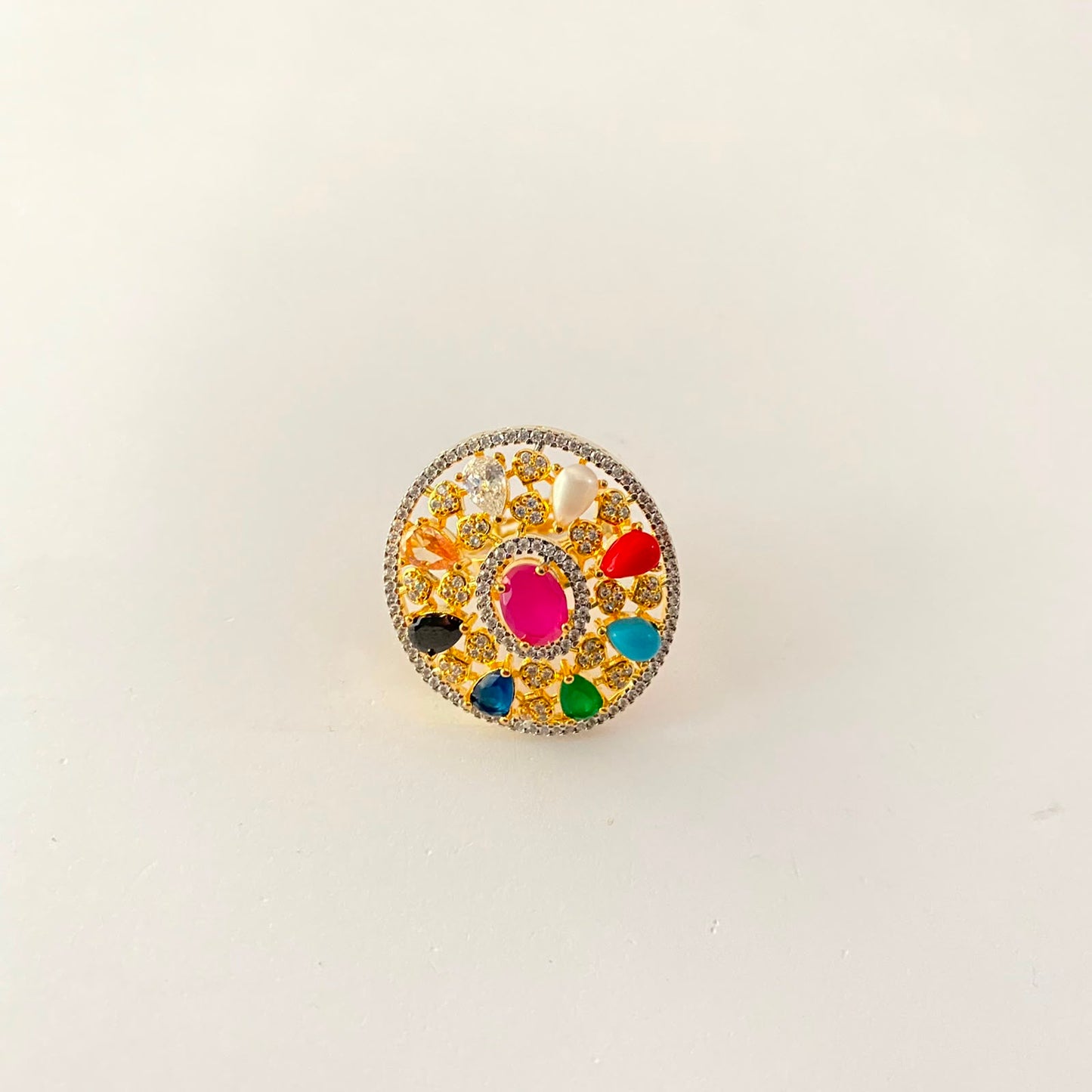 Round Shape Multi Gold Plated Ring