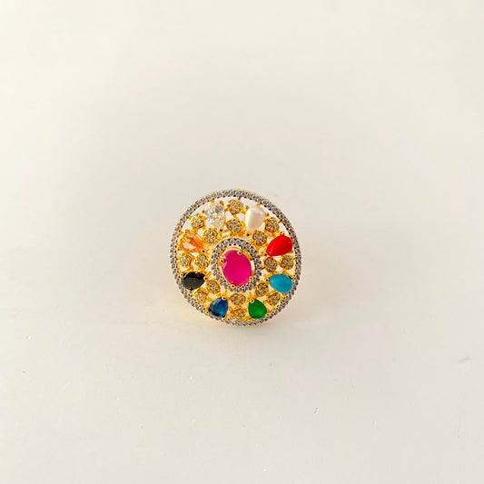Round Shape Multi Gold Plated Ring