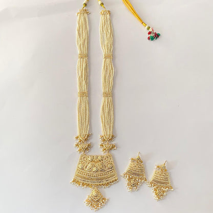 White Beads Long Jadau Rani Haar