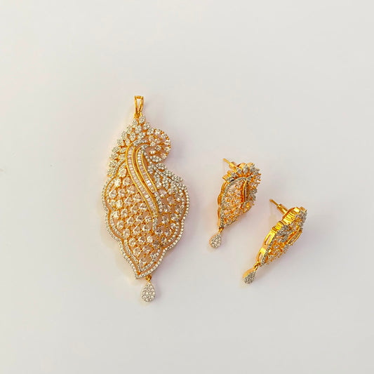 Diamond Gold Plated Pendant Set