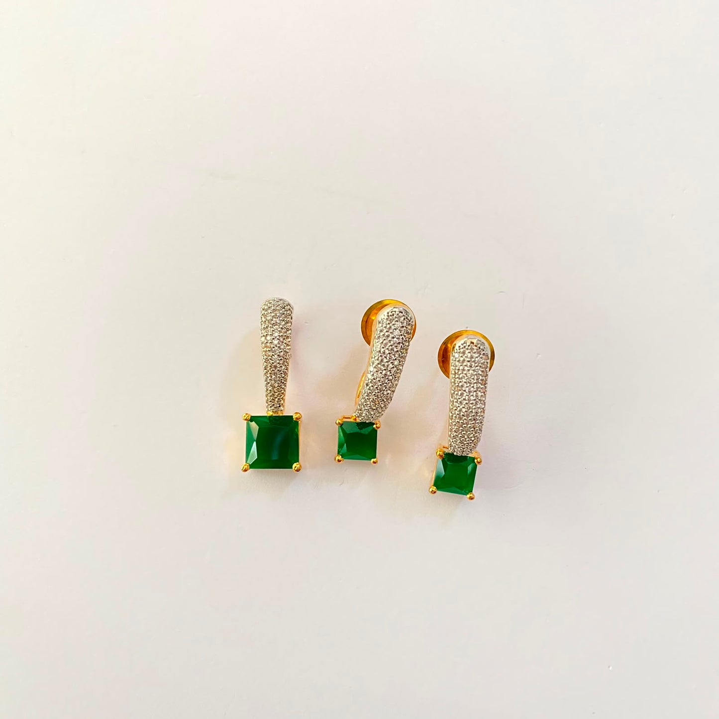 Gold Plated Green Pendant Set
