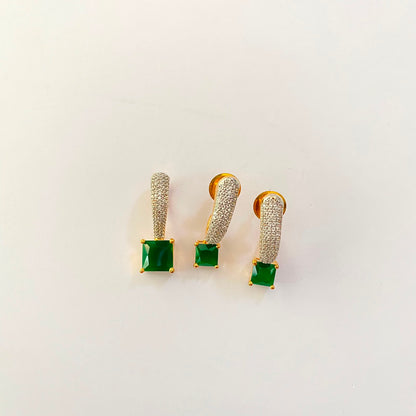 Gold Plated Green Pendant Set