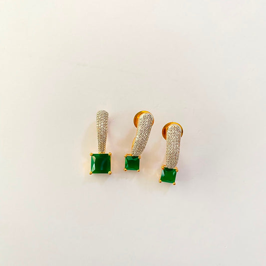 Gold Plated Green Pendant Set