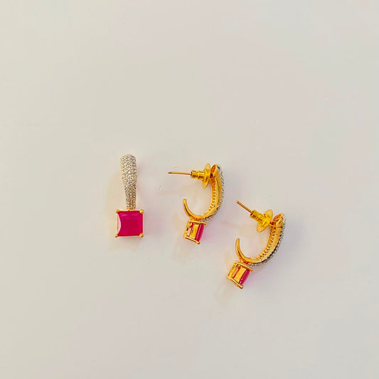 Gold Plated Ruby Pendant Set