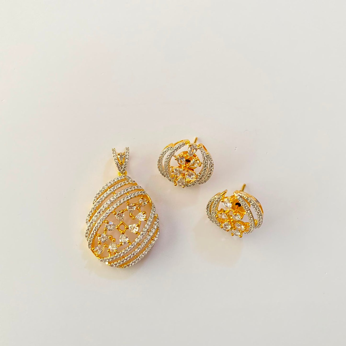 Gold Plated Diamond Pendant Set
