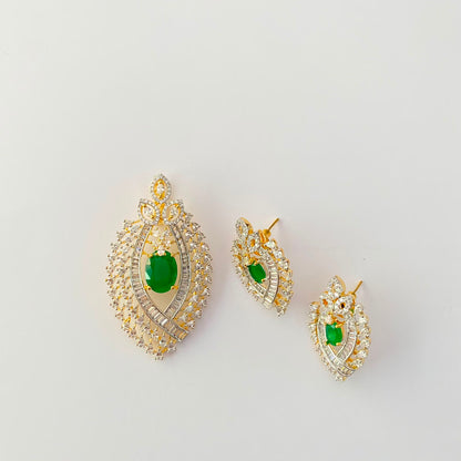 Green Diamond Gold Plated Pendant
