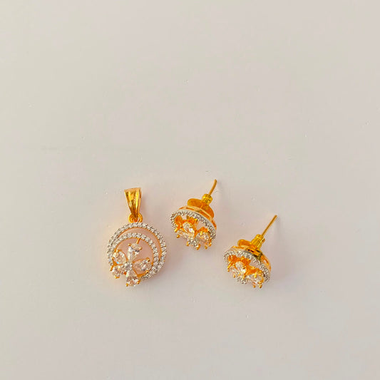 Small Diamond Gold Plated Pendant Set