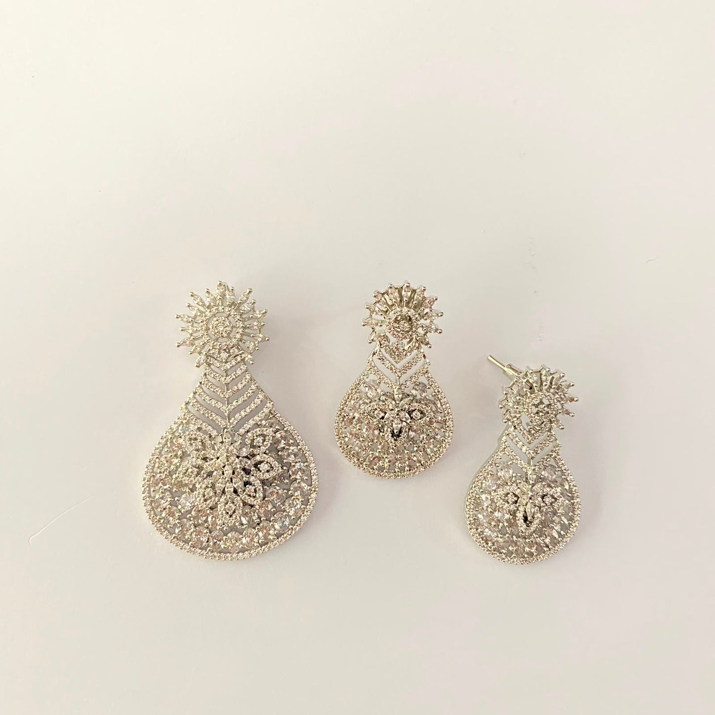 Silver Plated Diamond Pendant Set