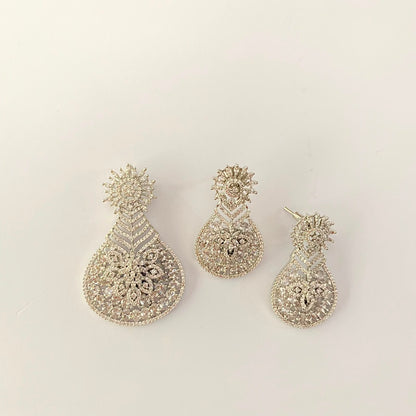 Silver Plated Diamond Pendant Set