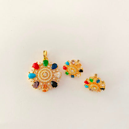 Multi Gold Plated Pendant Set