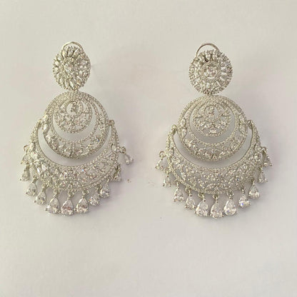 Diamond Silver Plated Chandbali Earring