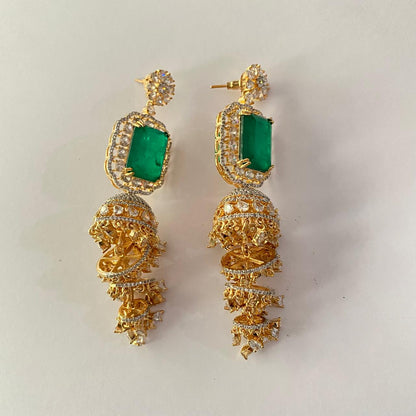 Emerald Gold Plated Big Jhumka Earring