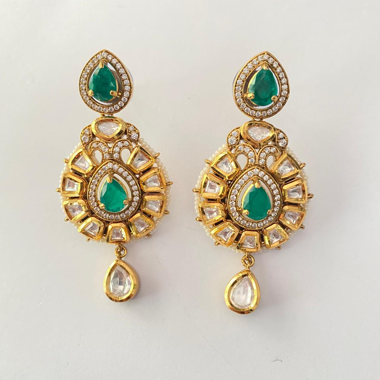 Emerald Kundan Gold Plated Earring