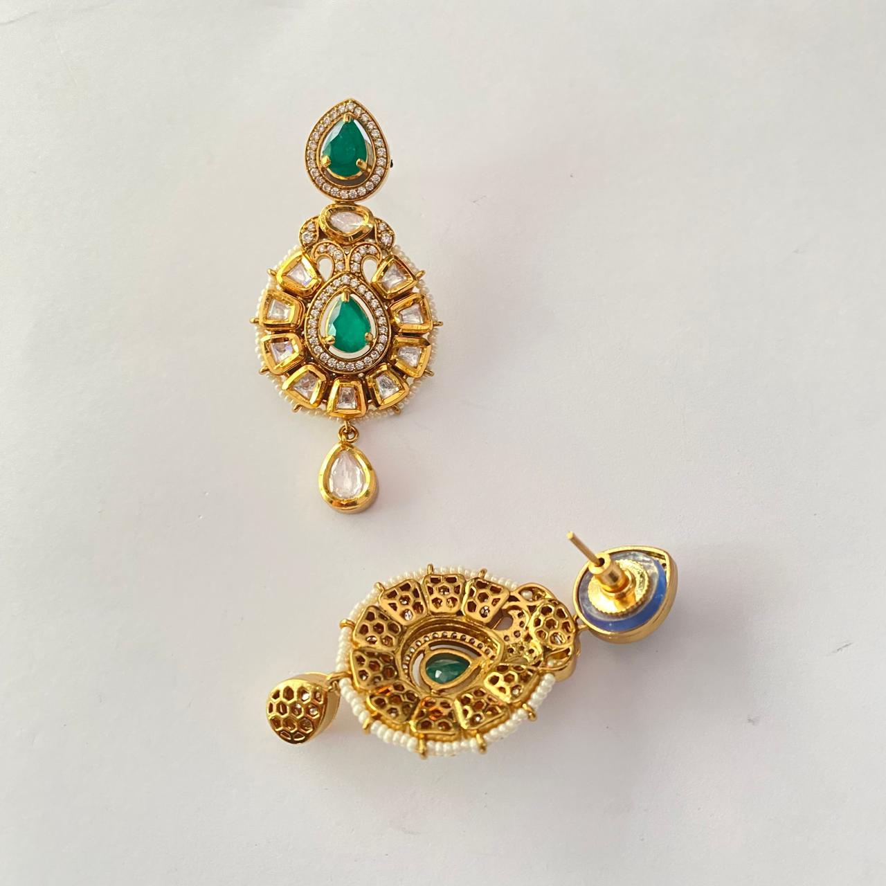Emerald Kundan Gold Plated Earring