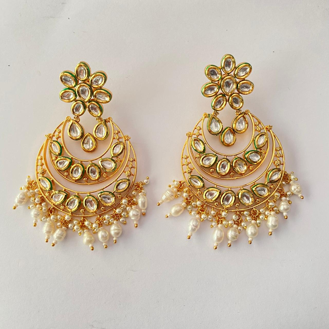 Kundan Gold Plated Floral Chandbali Earring