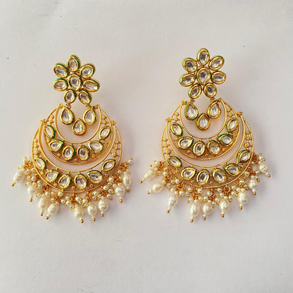 Kundan Gold Plated Floral Chandbali Earring