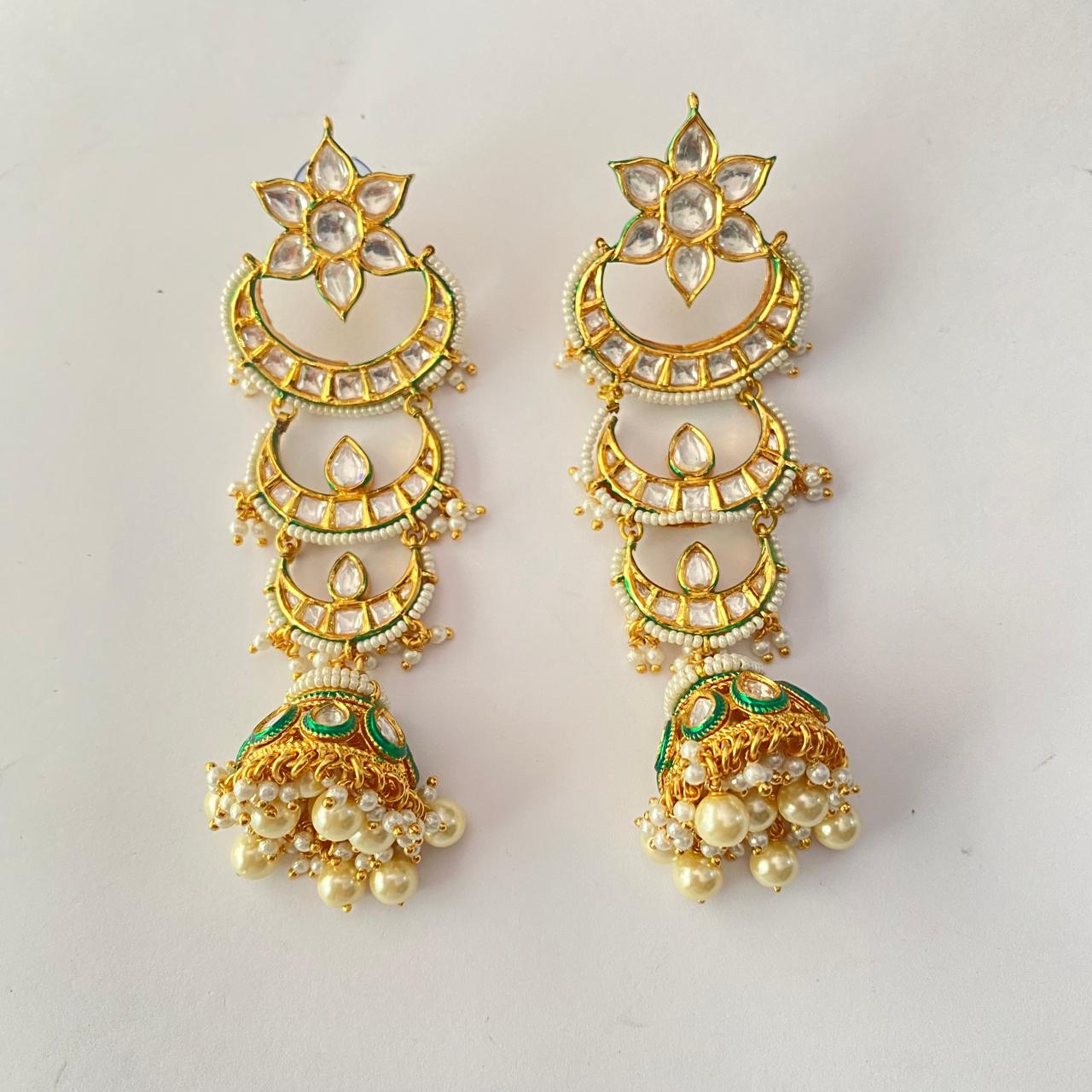 Kundan Floral Gold Plated Jhumka Earring