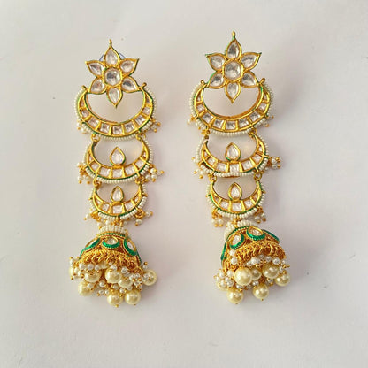 Kundan Floral Gold Plated Jhumka Earring