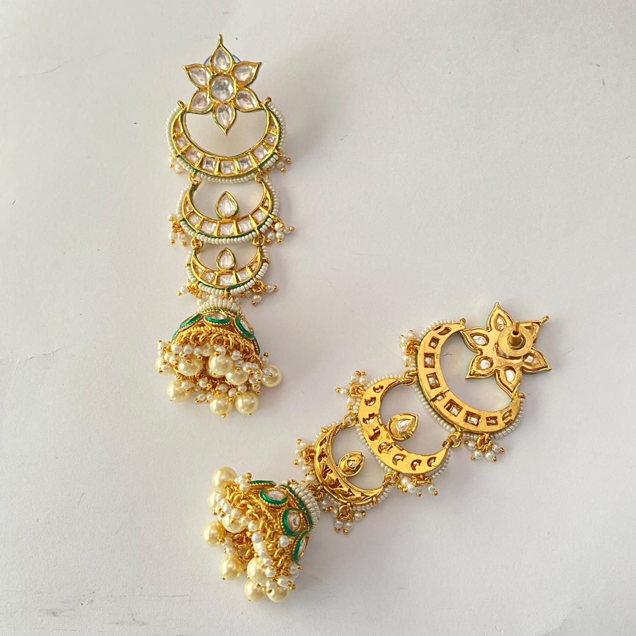 Kundan Floral Gold Plated Jhumka Earring