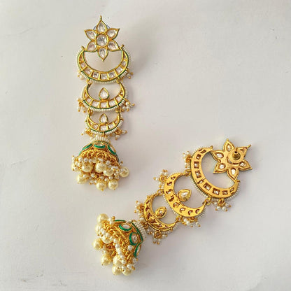 Kundan Floral Gold Plated Jhumka Earring