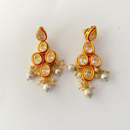 Kundan Gold Plated Floral with Pearl Earring