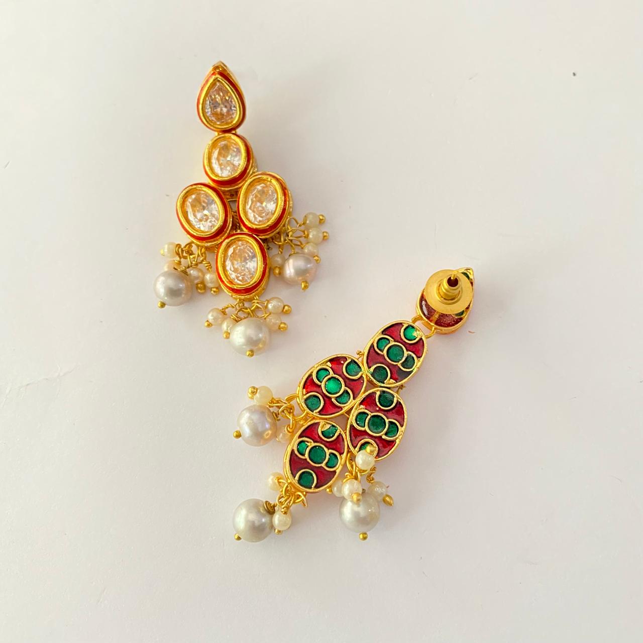 Kundan Gold Plated Floral with Pearl Earring