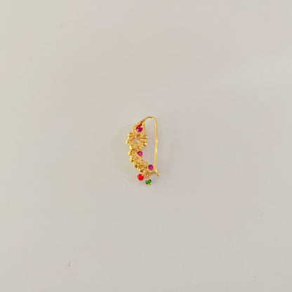 Pink Stone Diamond Traditional Maharashtrian Gold Plated Nath