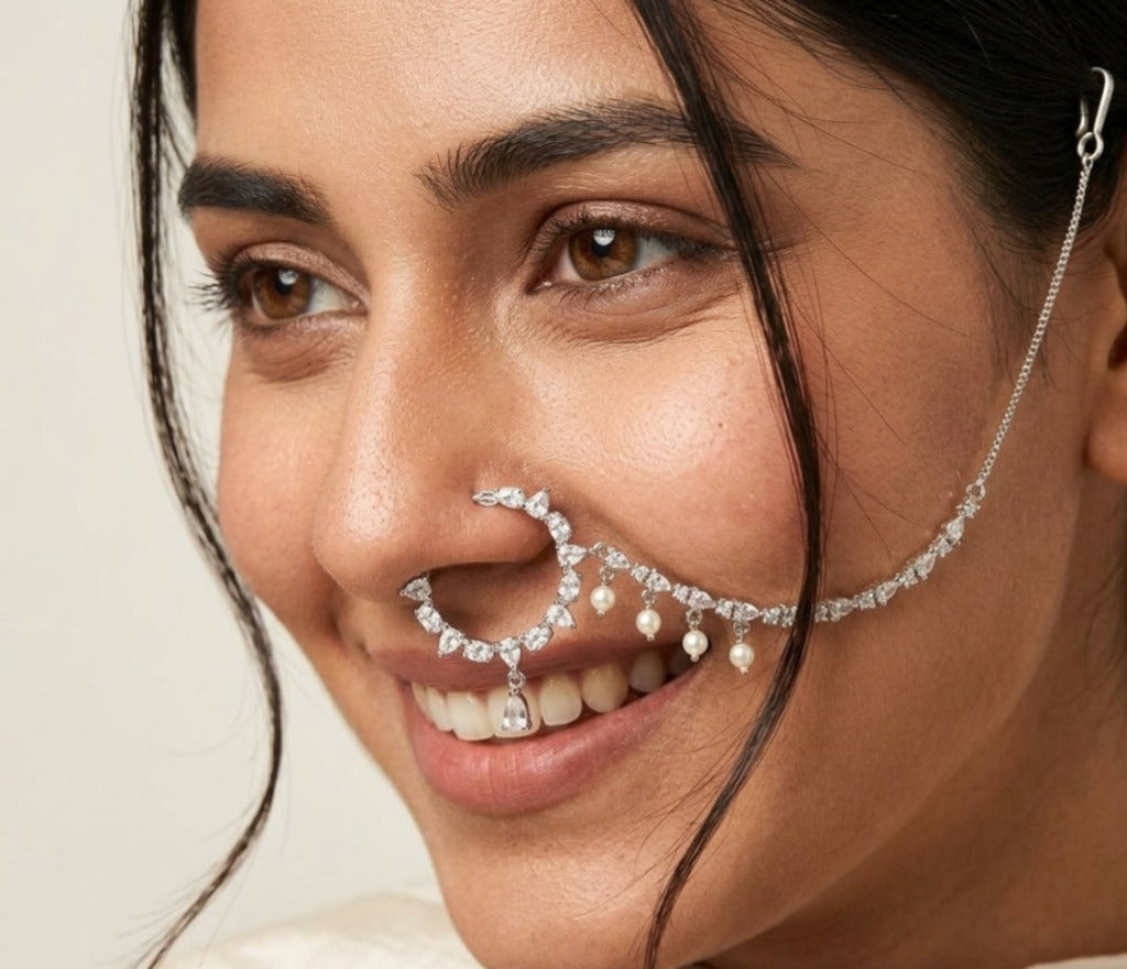 Diamond Silver Plated Nath