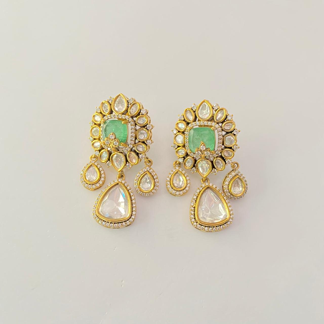 Kundan mint green latest design earring