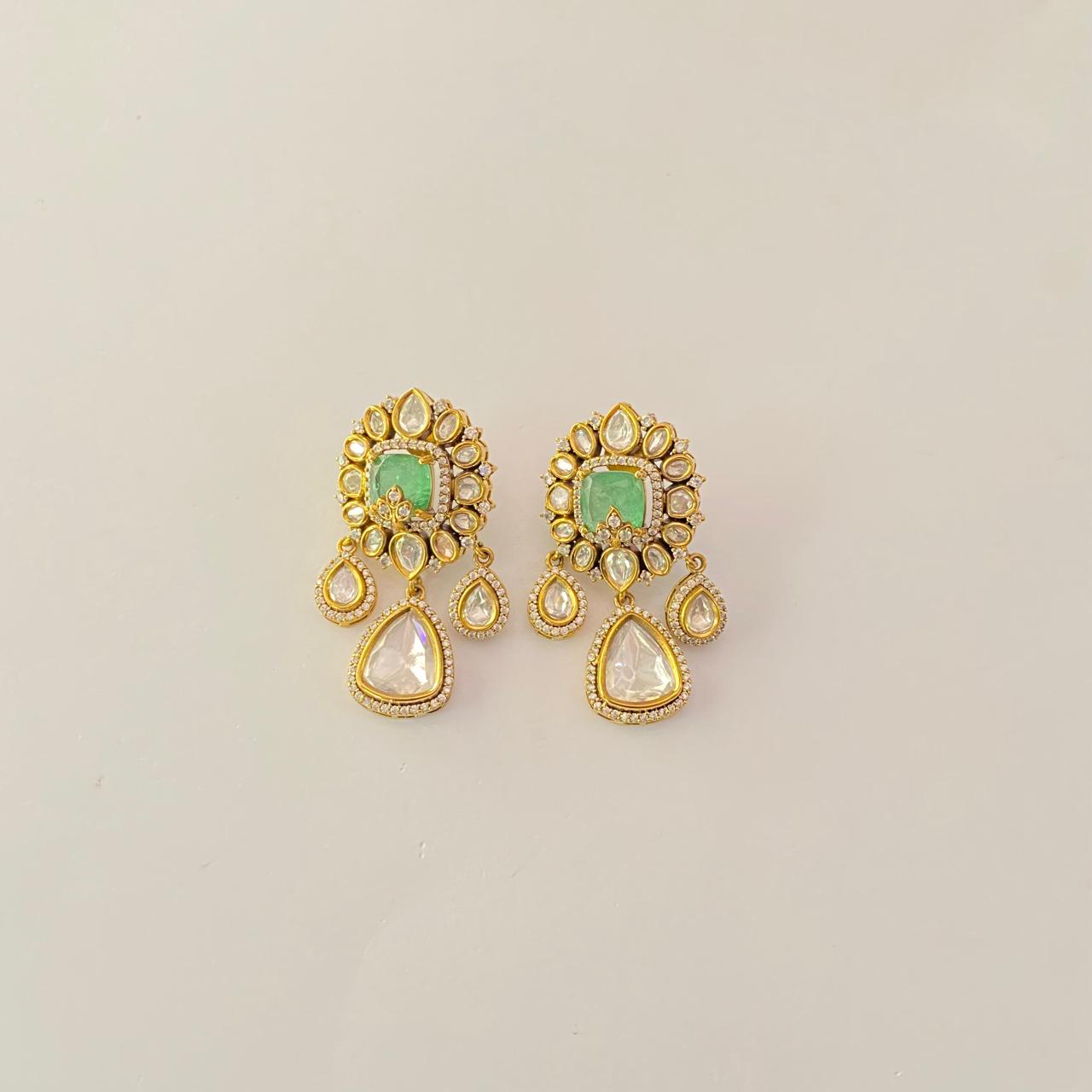 Kundan mint green latest design earring