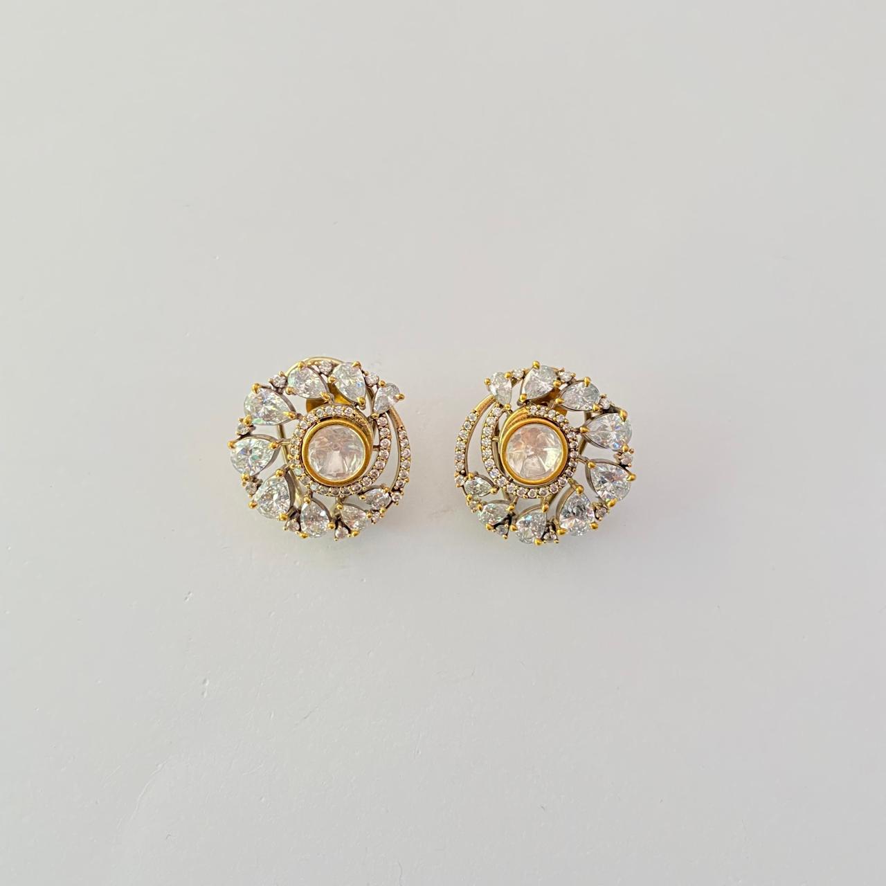 kundan studs with diamond latest design with back clip