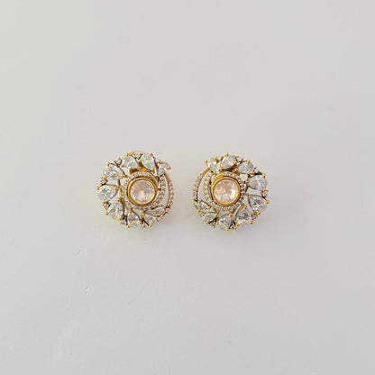 kundan studs with diamond latest design with back clip