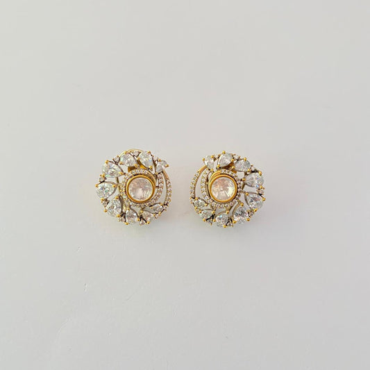 kundan studs with diamond latest design with back clip