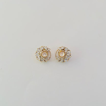 kundan studs with diamond latest design with back clip