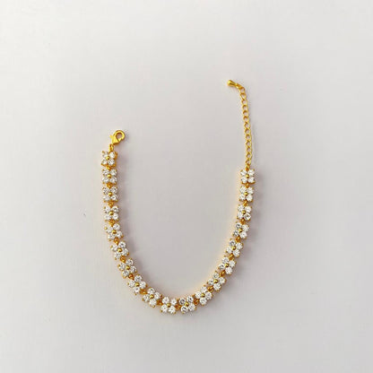 Gold Plated Tennis  Floral Design Bracelet