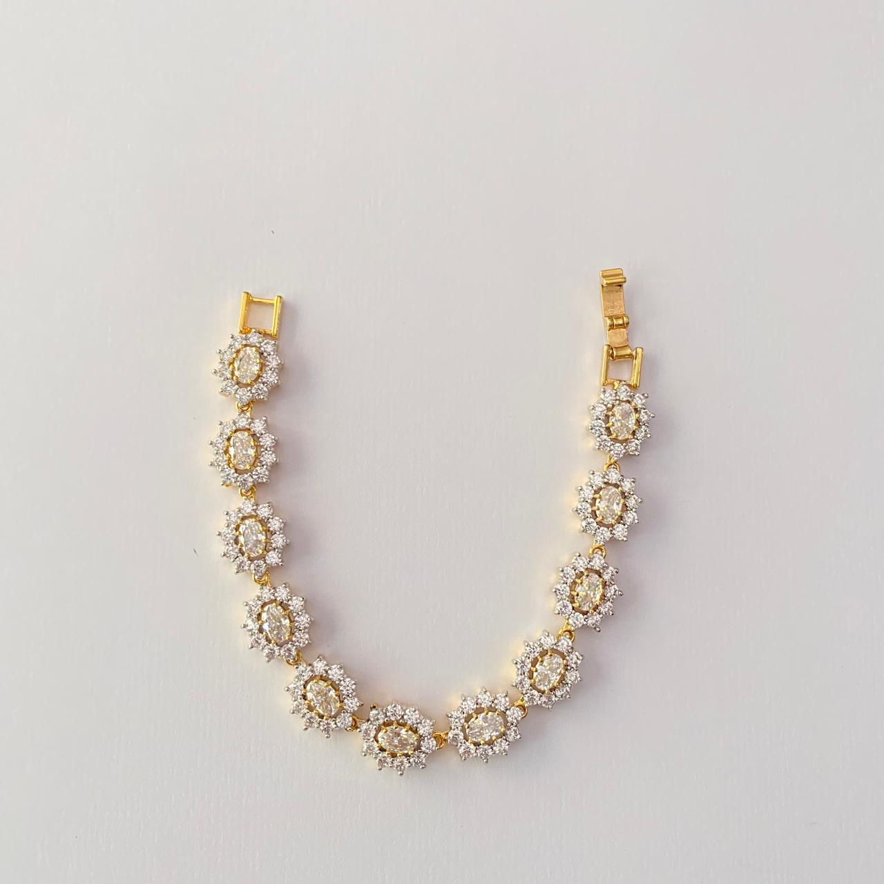 Floral Gold Plated Diamond Bracelet