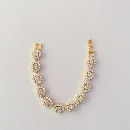Floral Gold Plated Diamond Bracelet